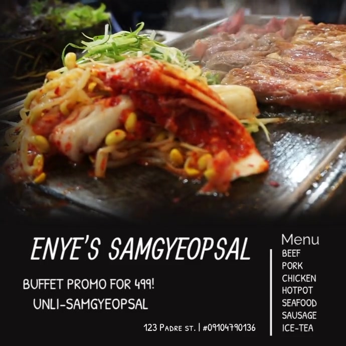 Samgyeopsal video promotion Vierkant (1:1) template