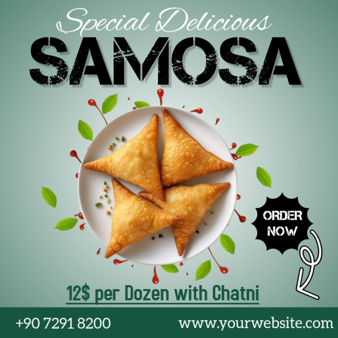 samosa food flyer design โพสต์บน Instagram template