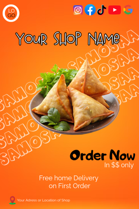 Orange Samosa Promotion Posters Template | PosterMyWall