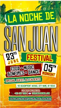 San Juan Festival Night – Beach Bonfire Bash เรื่องราวบน Instagram template