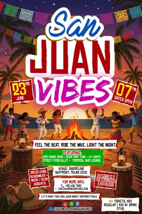 San Juan Vibes Night Poster template