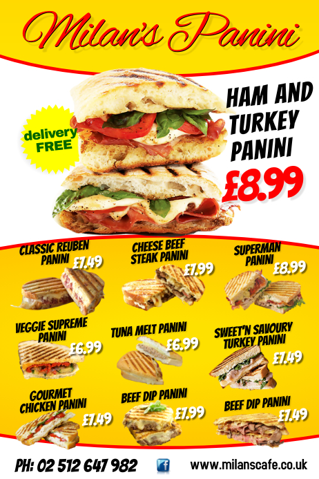 Sandwich Menu Flyer Template Postermywall
