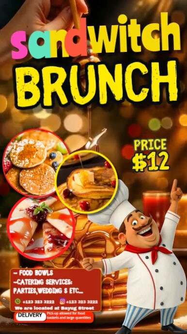Sandwitch Brunch Menu วิดีโอ Tiktok template