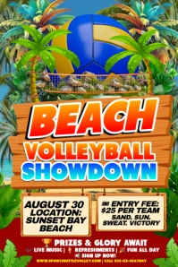 Sandy Courts, Summer Victory Awaits Póster template