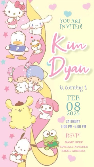Sanrio Birthday Invitation Template PosterMyWall sanrio-birthday-invitation-template-postermywall