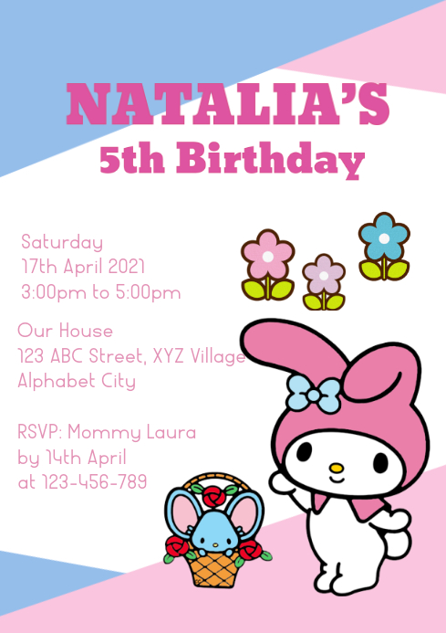 Sanrio Melody Birthday Invitation Template PosterMyWall Sanrio melody birthday invitation template postermywall