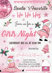 Santa's Favorite Ho Ho Hos, Girls Night Christmas Invitation A6 template