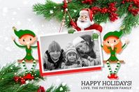 Santa & Elves Holiday Photo Postcard Rótulo template