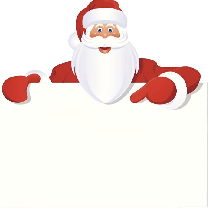 Santa Claus Pointing at Blank Sign on White Background Template ...