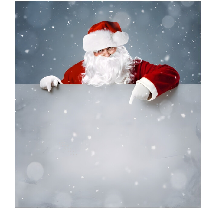 Santa Claus Pointing at Blank Sign with Snowy Background Iphosti le-Instagram template
