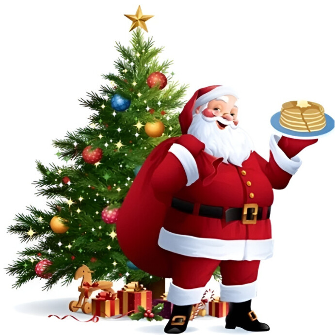 Santa Claus with Pancakes and Christmas Tree Template | PosterMyWall