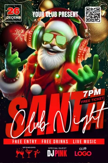 Santa Club Night Party Template | PosterMyWall