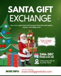 Santa Gift Exchange Poster Template – Festive Holiday Party Invitation Design Instagram Portrait