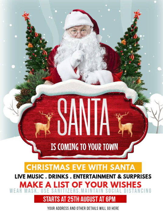 Santa is here, Christmas holidays Flyer (US Letter) template