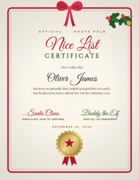 White Nice List Certificate Folder Template
