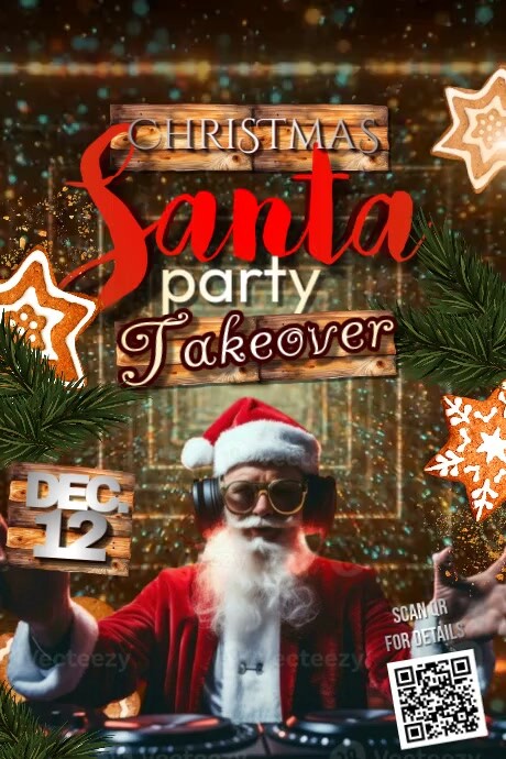 Santa Party Takeover Poster template