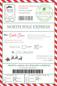 Santa Shipping Postage Label Template Banner 4' × 6'