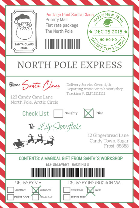 Santa Shipping Postage Label Template | PosterMyWall