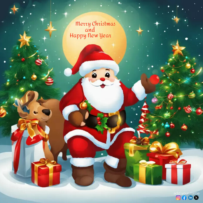 Santa with gift on festive Christmas backgrou Template | PosterMyWall