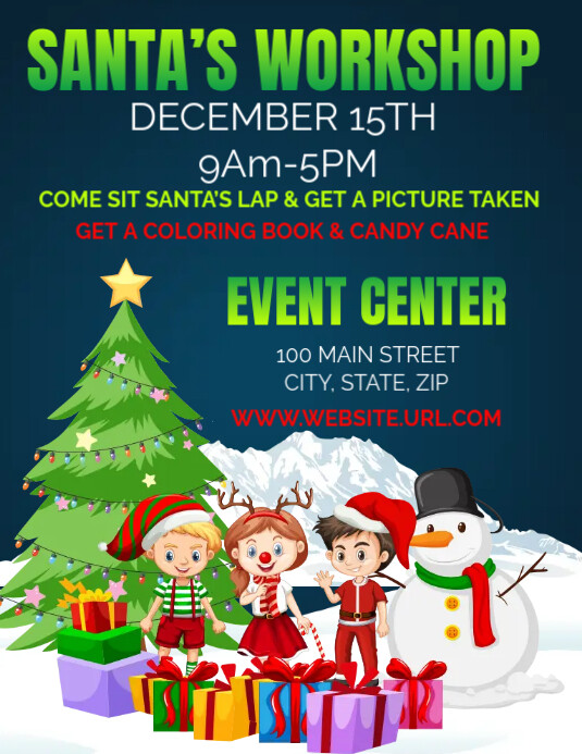 Santa’s Workshop Ulotka (US Letter) template