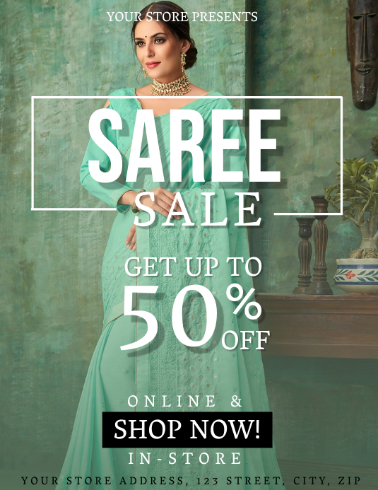 Saree Sale Event Flyer Template PosterMyWall Saree Sale Event Flyer Template PosterMyWall
