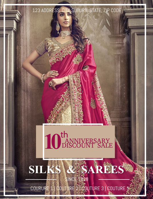 Saree Sale Flyer Template Løbeseddel (US Letter)