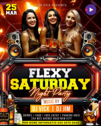 Sartuday ladies Night club music dj Party instagram reels video facebook story animated poster templ template
