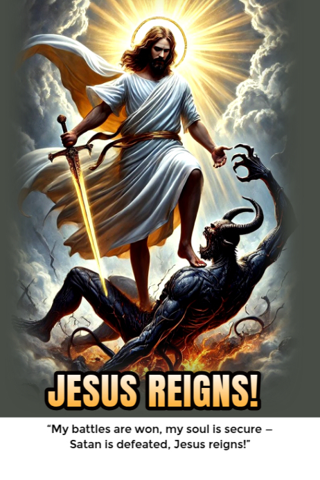 SATAN DEFEATED Poster template