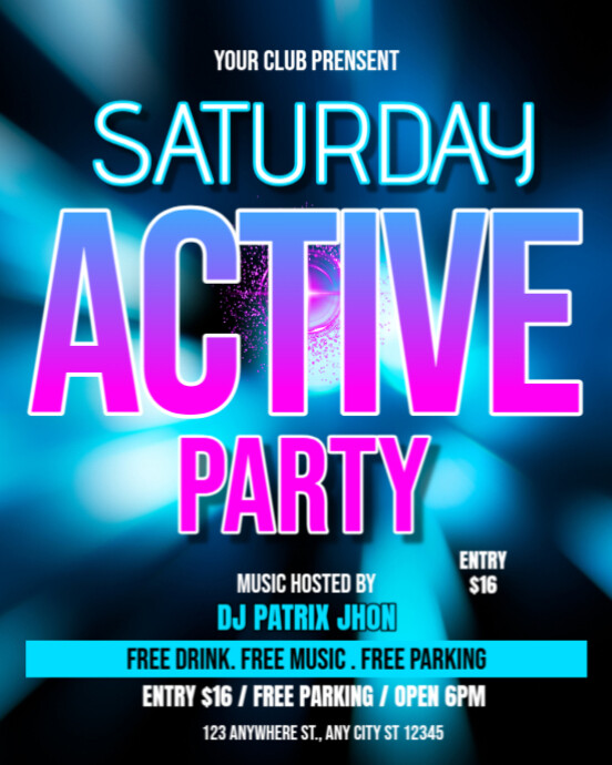 Saturday active party post Template | PosterMyWall