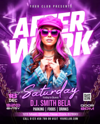 Purple After Work Party Instagram Portrait Template