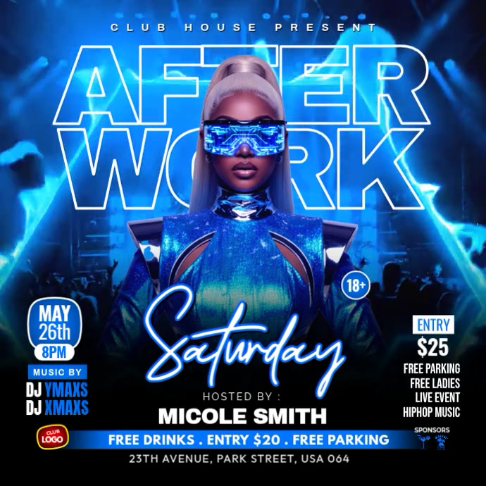 Blue Dj Night Event Square Template | PosterMyWall