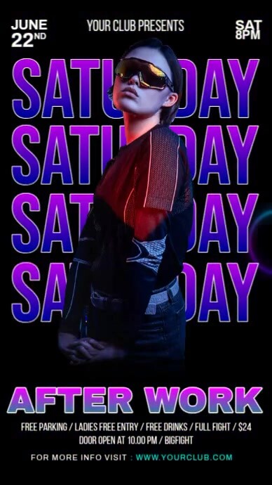 Saturday After Work Video Template | PosterMyWall