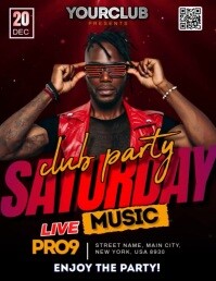 Black Saturday Club Party Pamflet Template