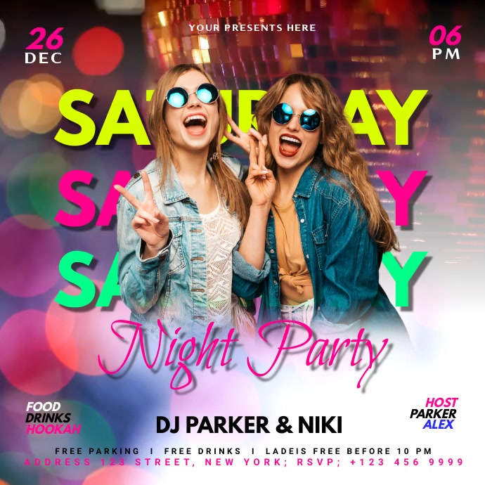 SATURDAY CLUB PARTY Quadrado (1:1) template