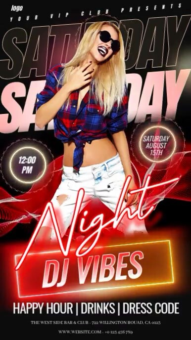 Advert Day Rave Copy of saturday club party event ad video | PosterMyWall