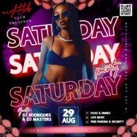 Saturday Club Party Night Event Ad Instagram Post Design Template Isikwele (1:1)