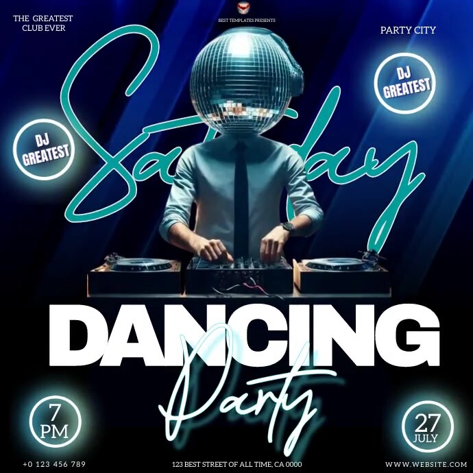 Advert Day Rave saturday dance party night advert Template | PosterMyWall