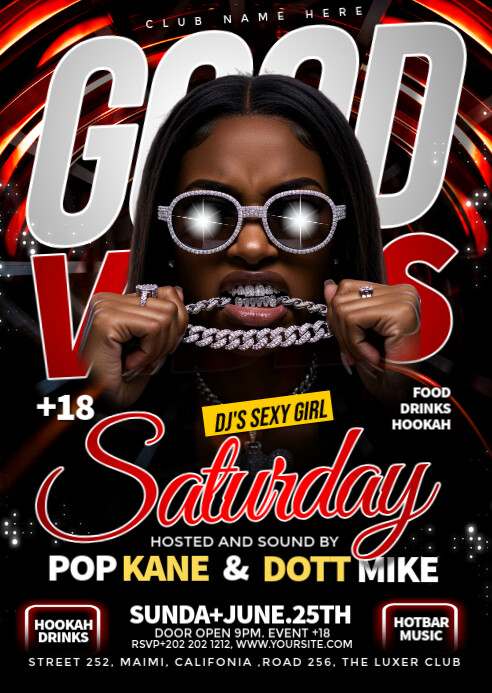 SATURDAY GOOD VIBES PARTY A6 template