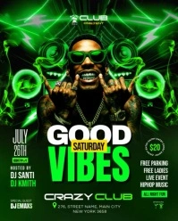 Saturday Good Vibes Party Flyer Instagram Portrait template