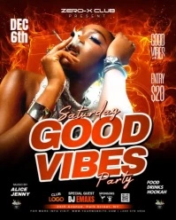 Saturday Good Vibes Party Flyer Instagram Portrait template