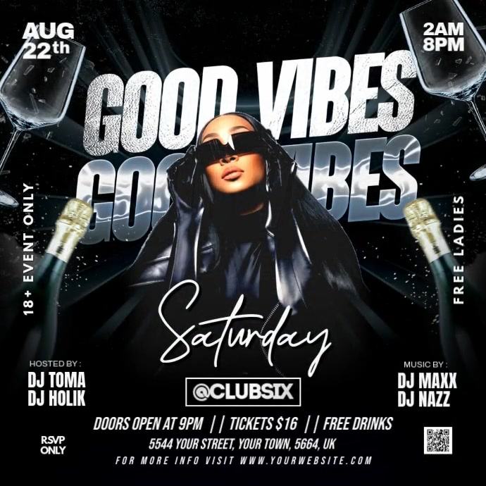 Saturday Good Vibes Party Flyer Instagram Plasing template