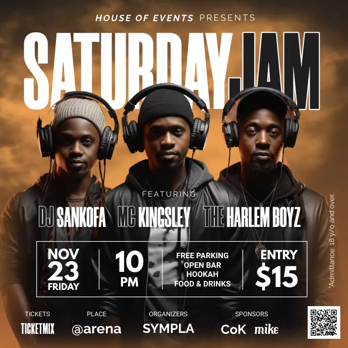 Jam Flyers Copy of Saturday Jam event flyer instagram video | PosterMyWall