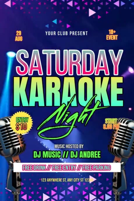 Saturday karaoke night Poster template