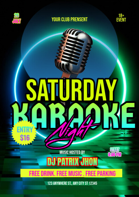 Saturday karaoke night A4 template
