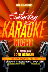 Saturday karaoke night video Poster template
