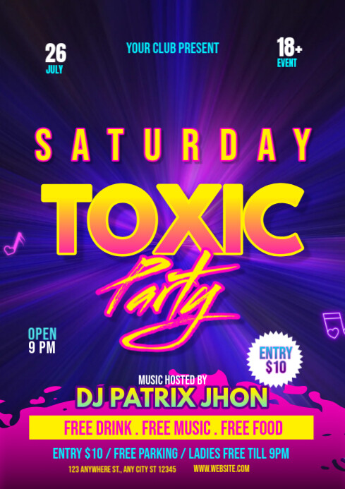 Saturday music party A4 template