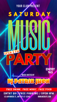 Saturday music party poster Instagram Story template