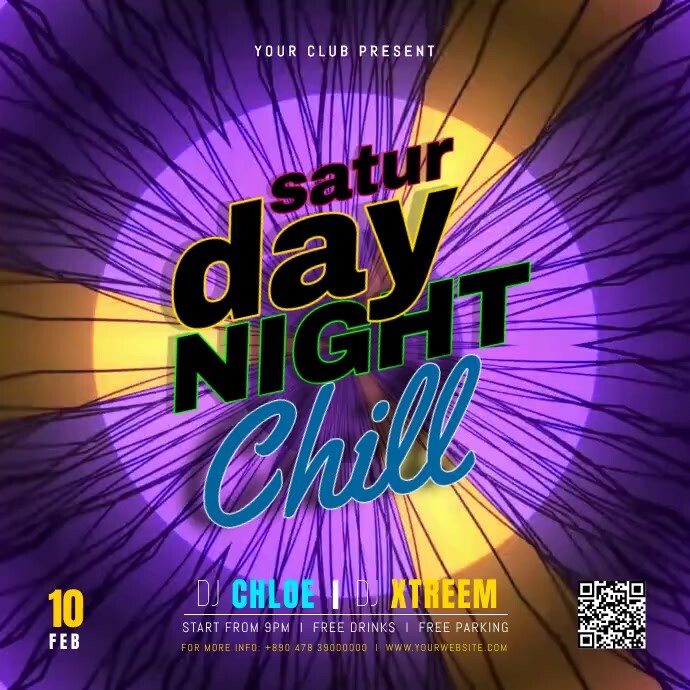 Saturday Night Chill Instagram Post template