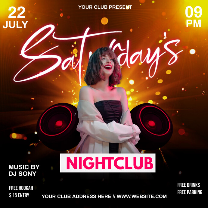 saturday night club party Instagram Post template