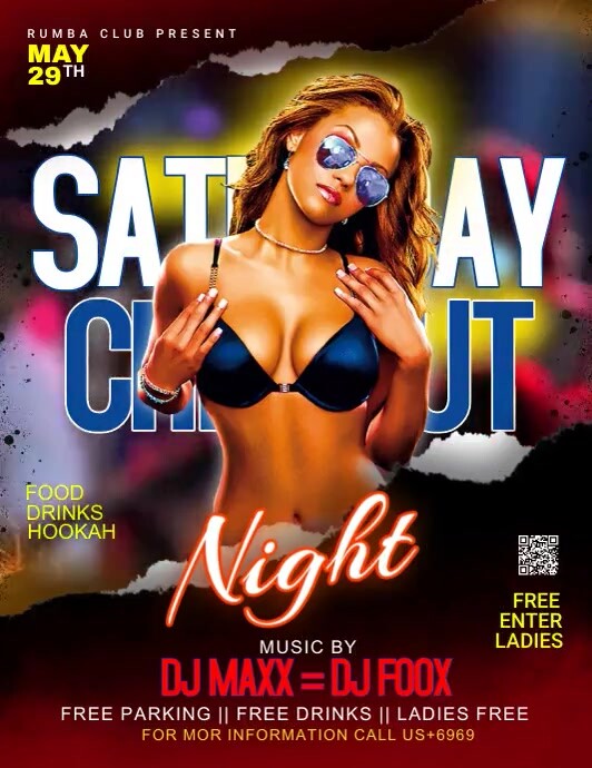 saturday night club party video flyer Folheto (US Letter) template